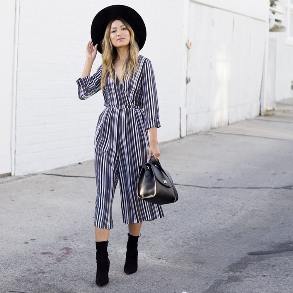Stripe wrap jumpsuit